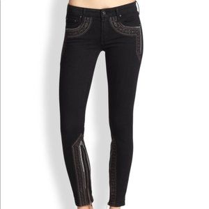 MOTHER "The Looker" Black Jeans w/ Embroidery